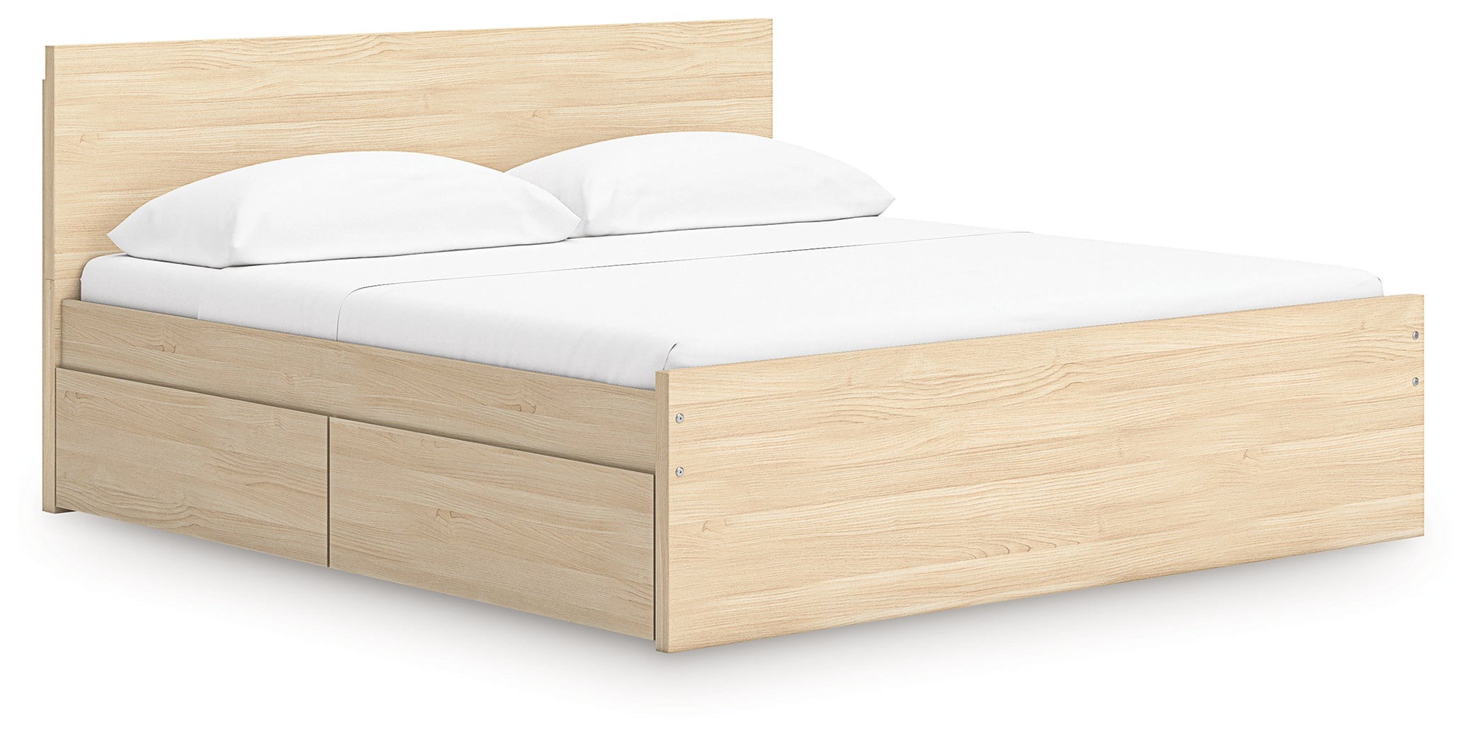 Onita Natural King Panel Platform Bed with 2 Side Storage - EB9632B24