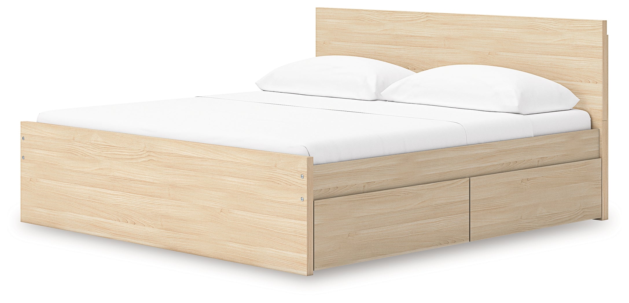 Onita Natural King Panel Platform Bed with 2 Side Storage - EB9632B24
