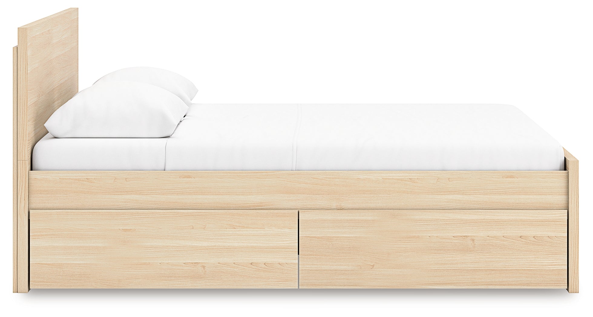 Onita Natural Queen Panel Platform Bed with 1 Side Storage - EB9632B12