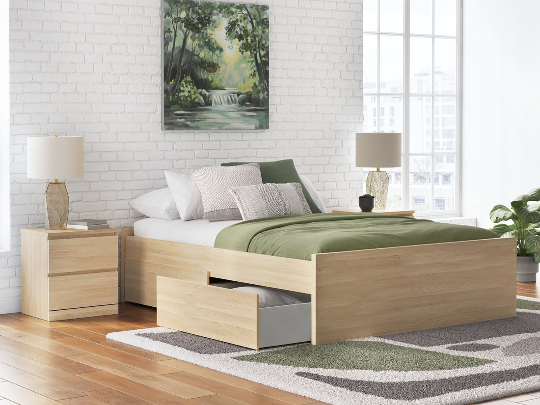 Onita Natural Queen Platform Bed with 2 Side Storage - EB9632B15
