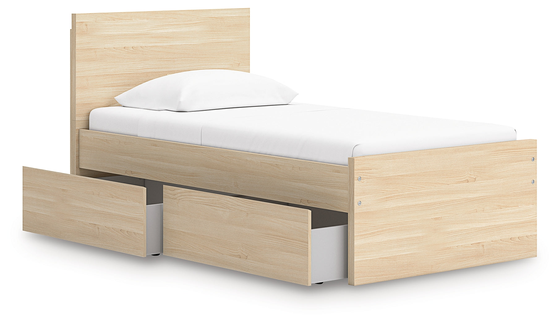 Onita Natural Twin Panel Platform Bed with 1 Side Storage - EB9632B10