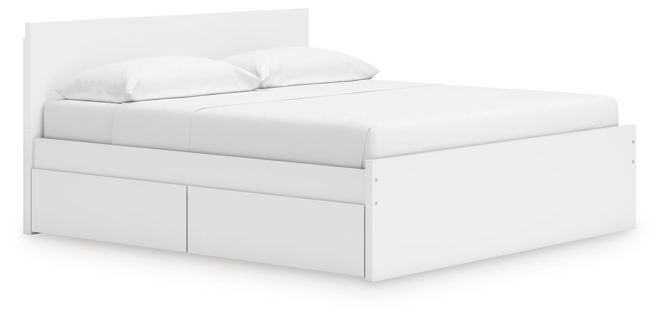 Onita White King Panel Platform Bed with 2 Side Storage - EB9630B21