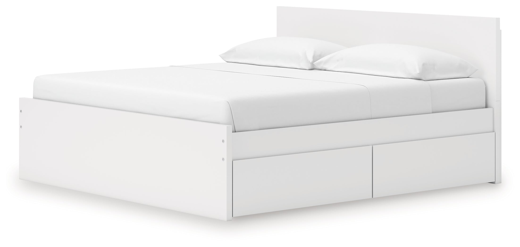Onita White King Panel Platform Bed with 2 Side Storage - EB9630B21