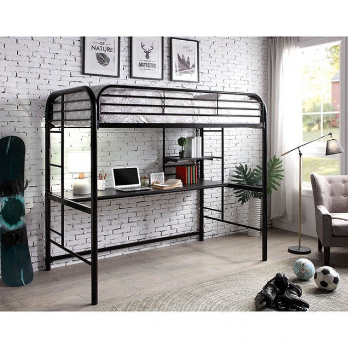 Opal Black Twin Loft Bed