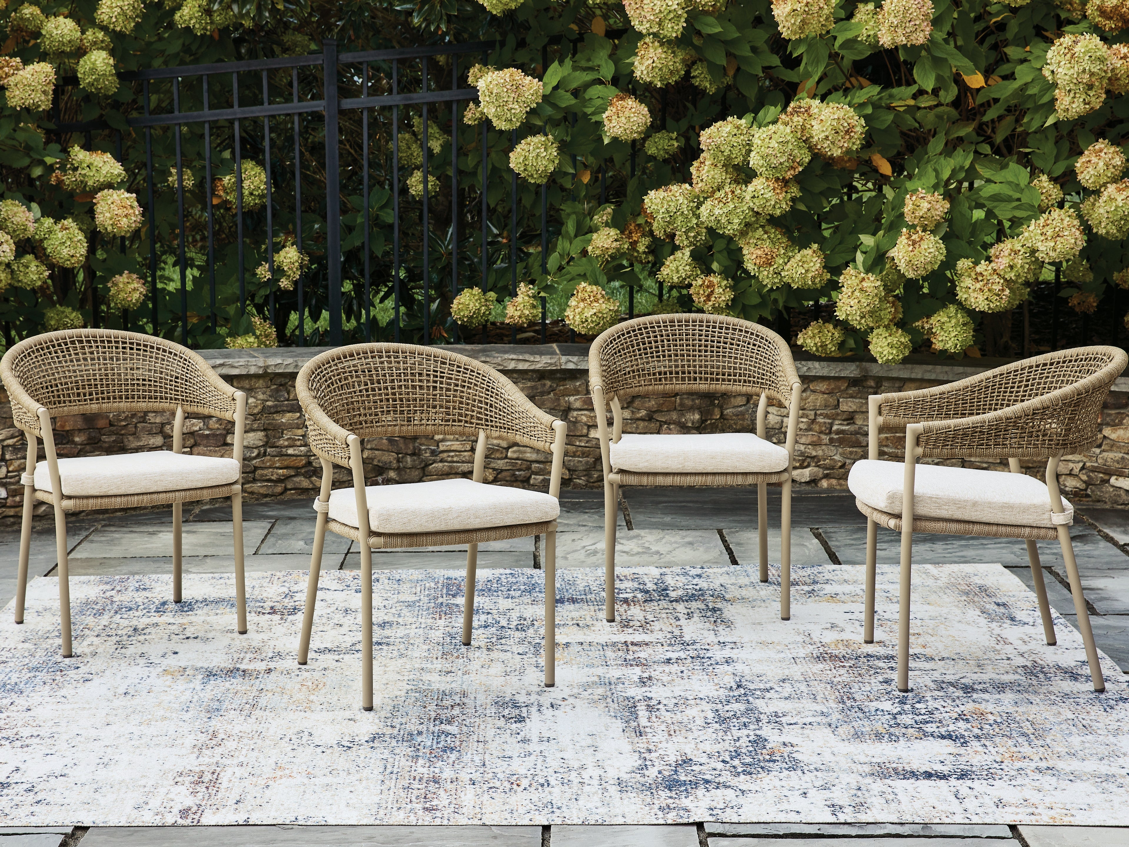 Orchard Beach Beige Outdoor Arm Chair with Cushion (Set of 4) - PCP373-601A