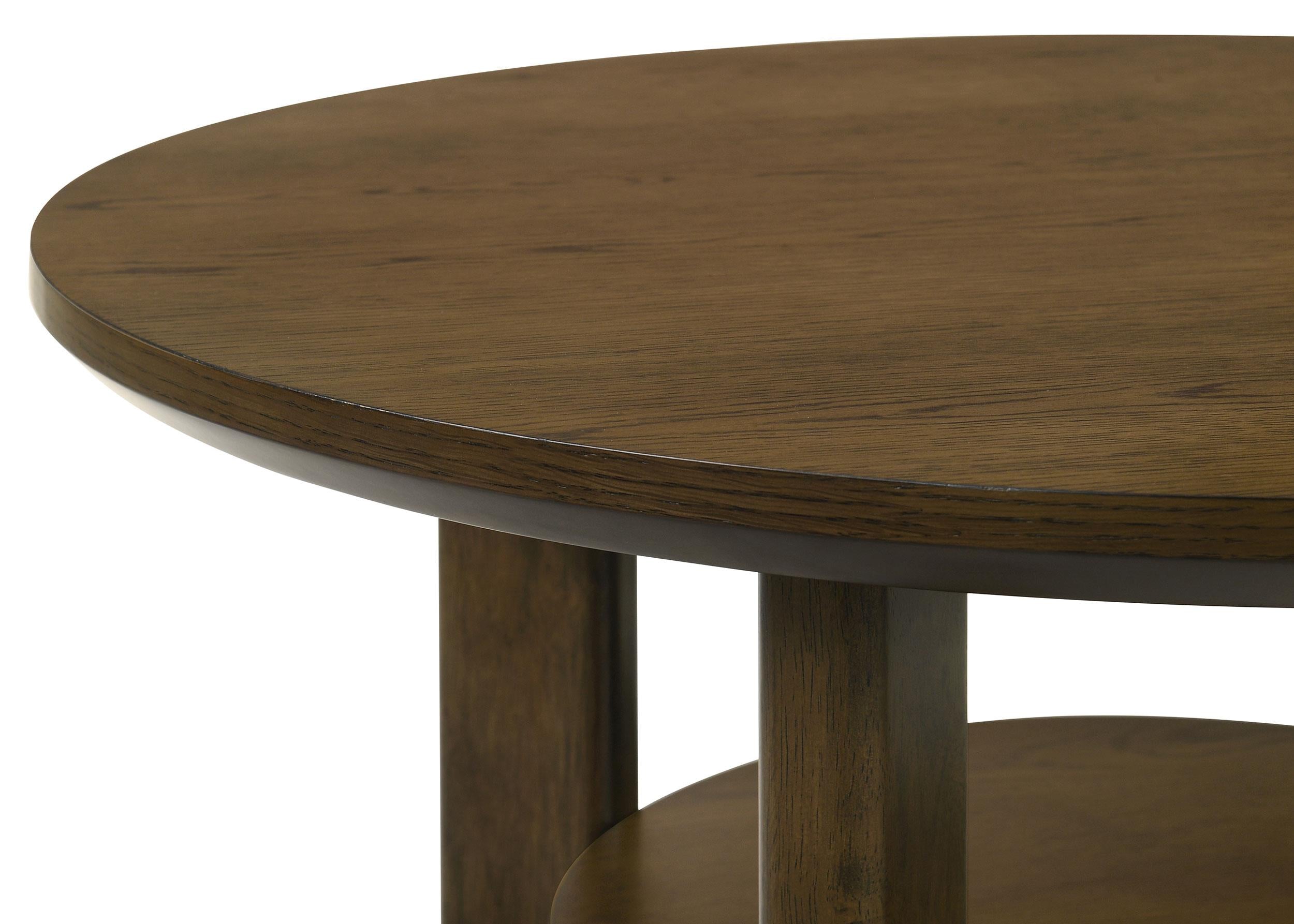 Ottowa Round Wood Side End Table with Shelf Brown - 706307