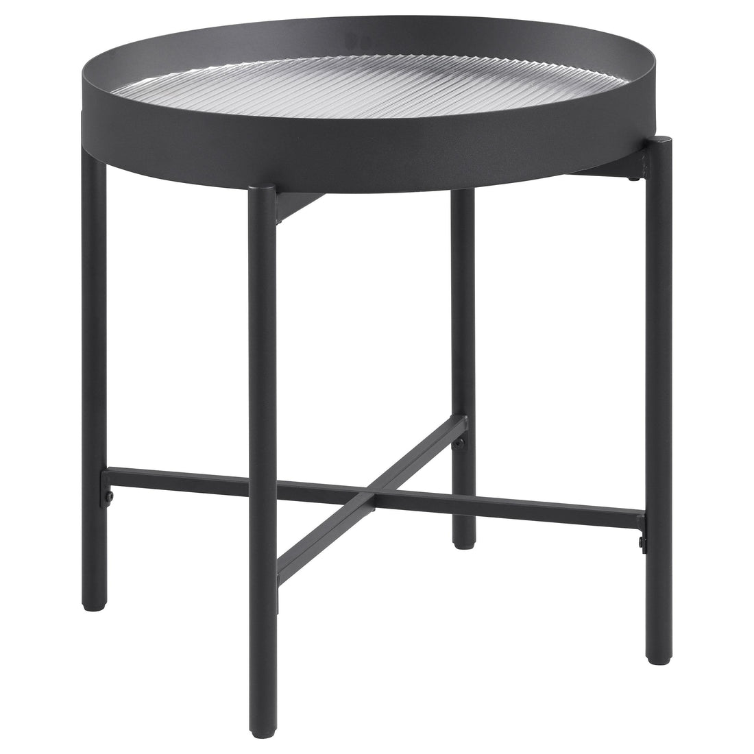 Ozella Round End Side Table with Recessed Top Sandy Black - 707897