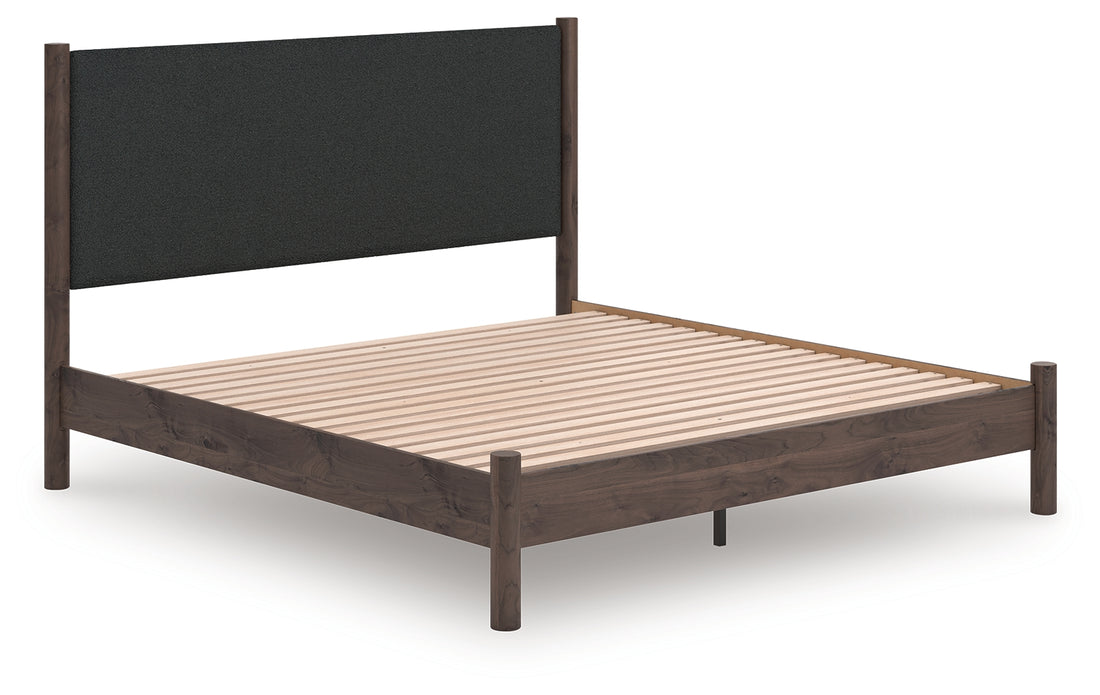 Pamytta Brown King Upholstered Panel Platform Bed - PCB2614B28