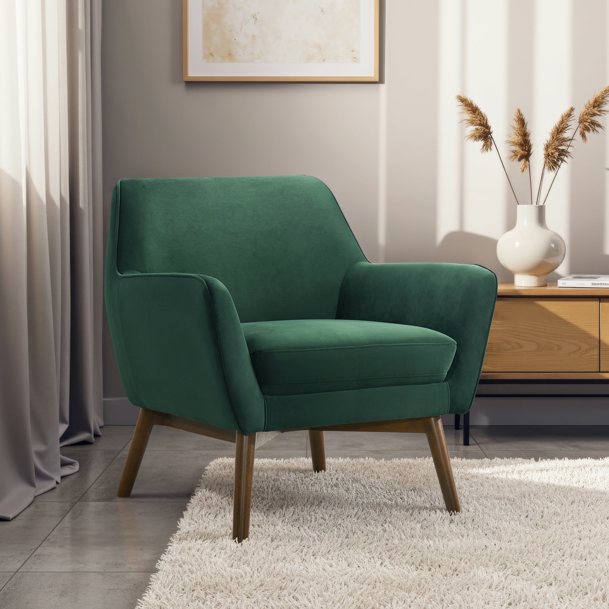 Panom Forest Green Velvet Lounge Chair - LCH00401914