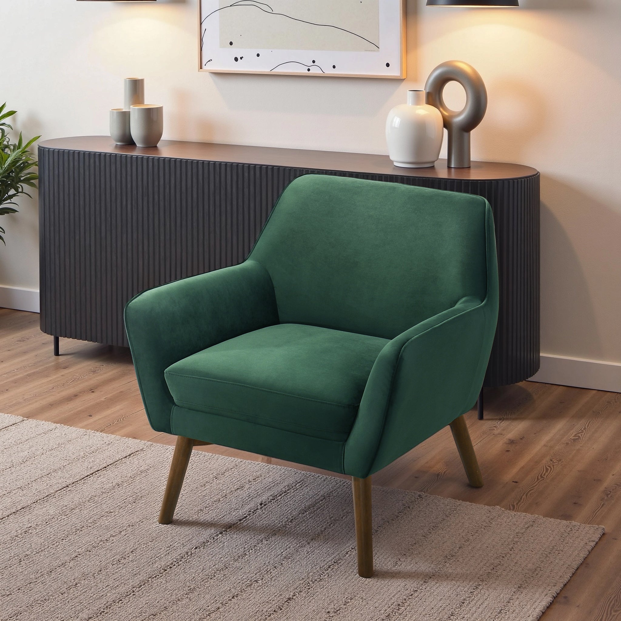 Panom Forest Green Velvet Lounge Chair - LCH00401914