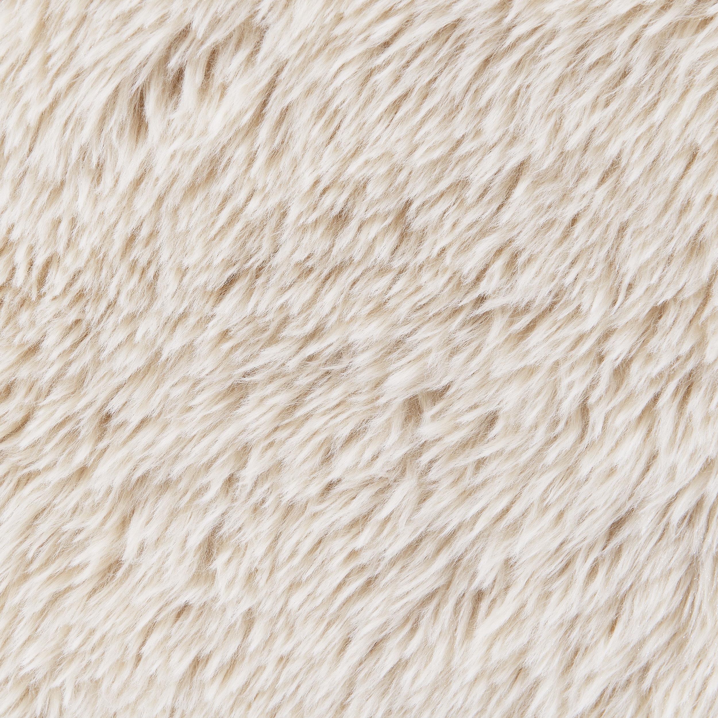 Paquet Faux Fur Upholstered Chair Solid Wood Arms Latte - 907533