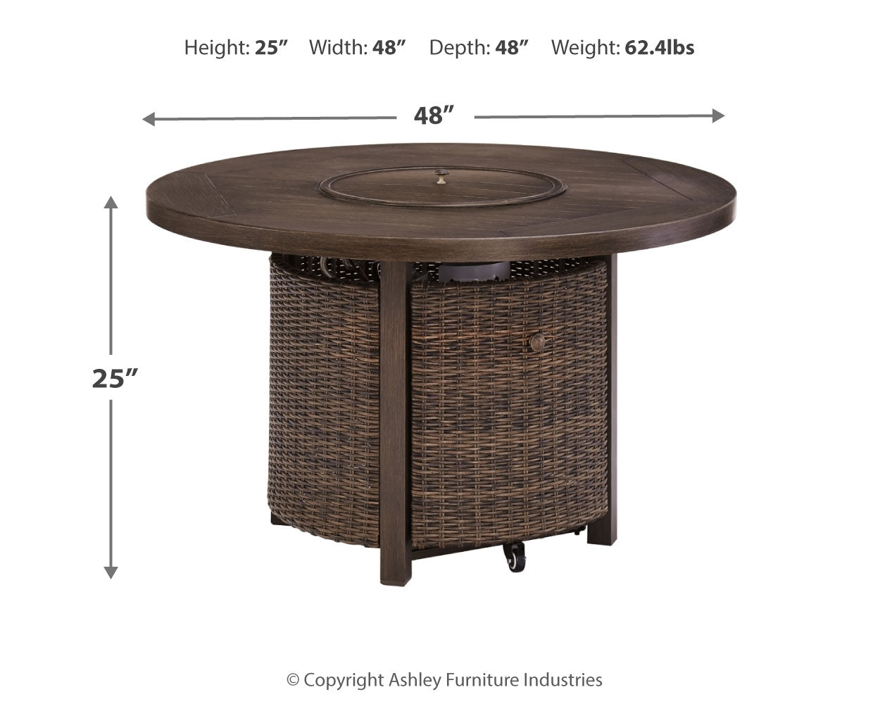 Paradise Trail Outdoor Sofa and Loveseat with Fire Pit Table in Medium Brown - PKG014561