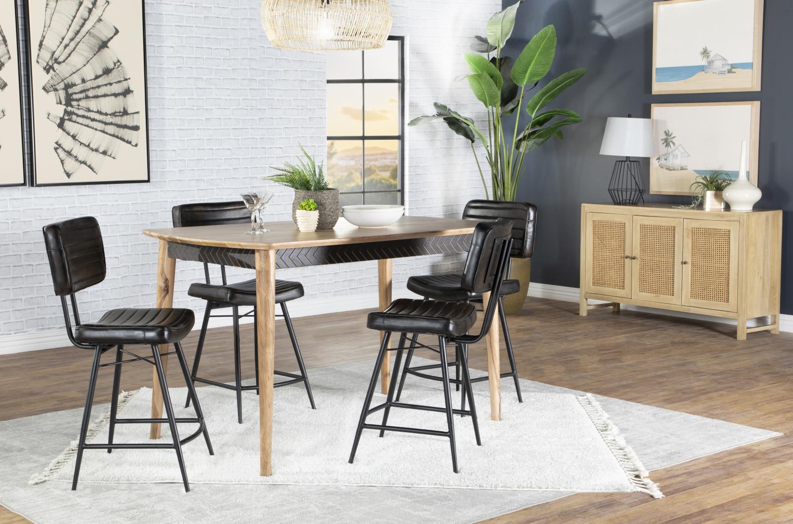 Partridge Natural Sheesham and Espresso 5-Piece Rectangular Counter Height Dining Set from Coaster - Luna Furniture