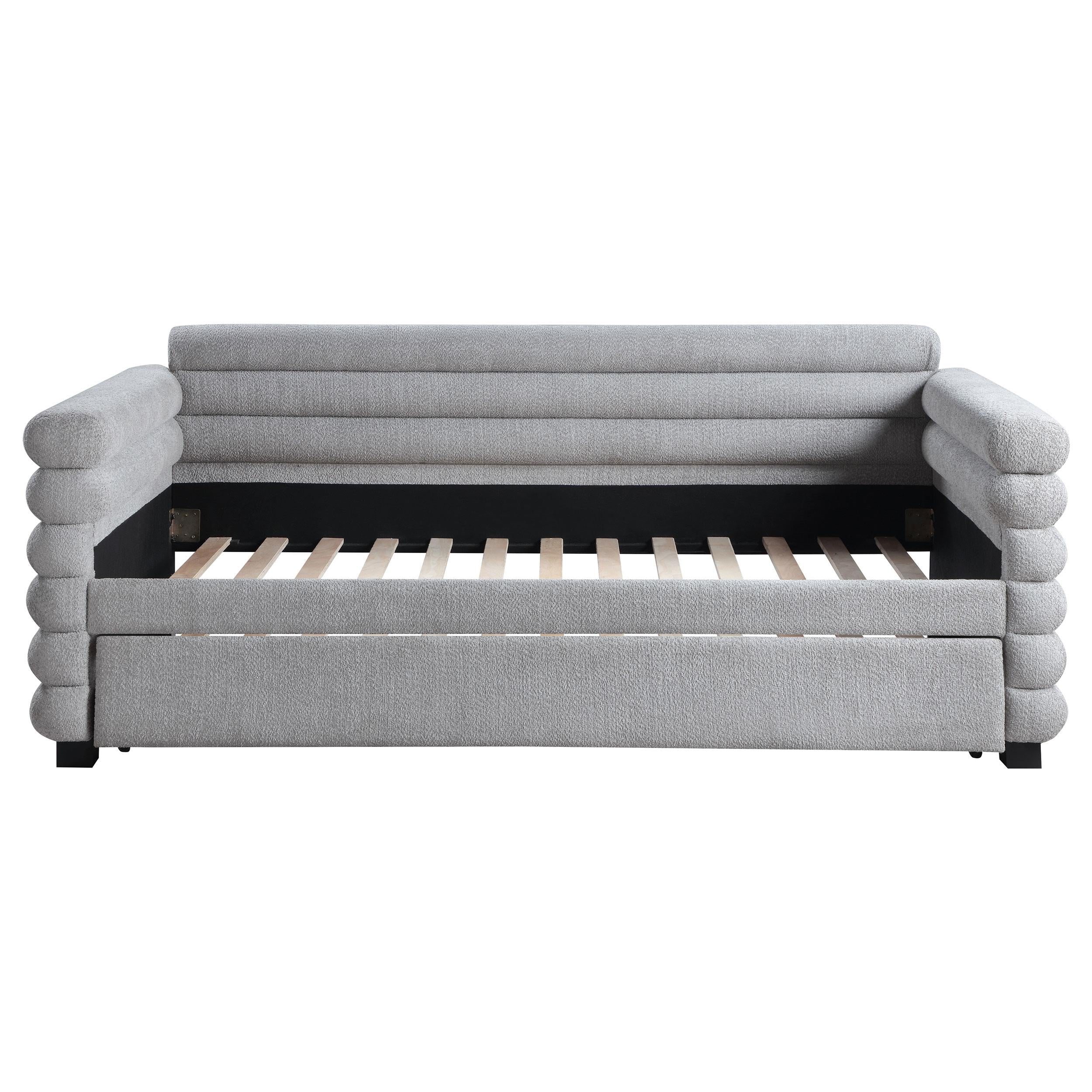 Patricia Boucle Upholstered Twin Day Bed with Trundle Grey - 300718