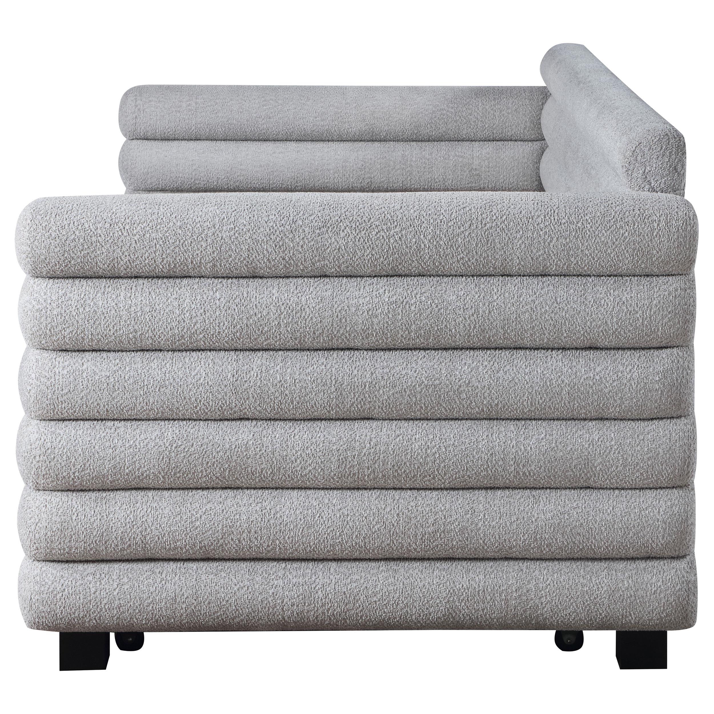 Patricia Boucle Upholstered Twin Day Bed with Trundle Grey - 300718