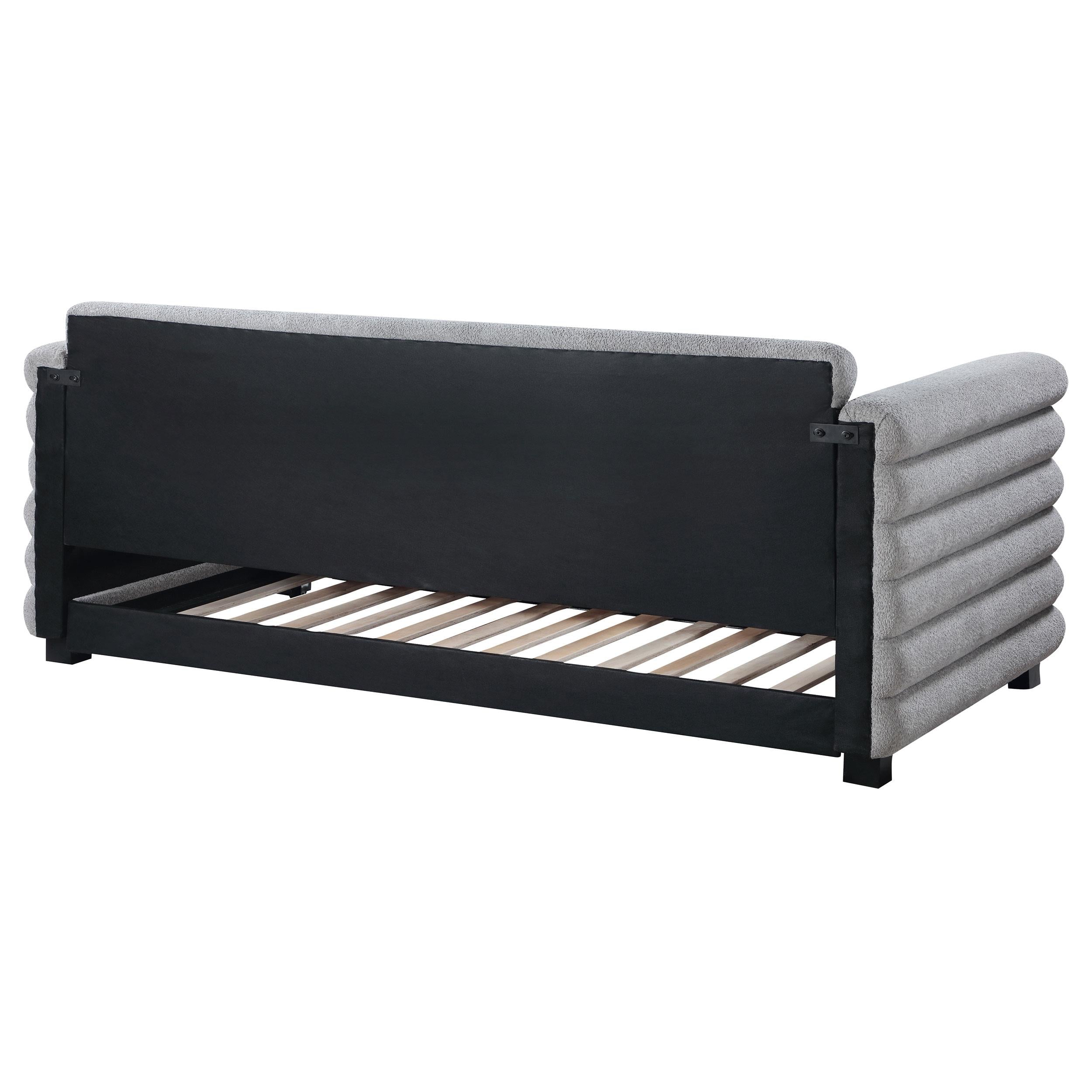 Patricia Boucle Upholstered Twin Day Bed with Trundle Grey - 300718