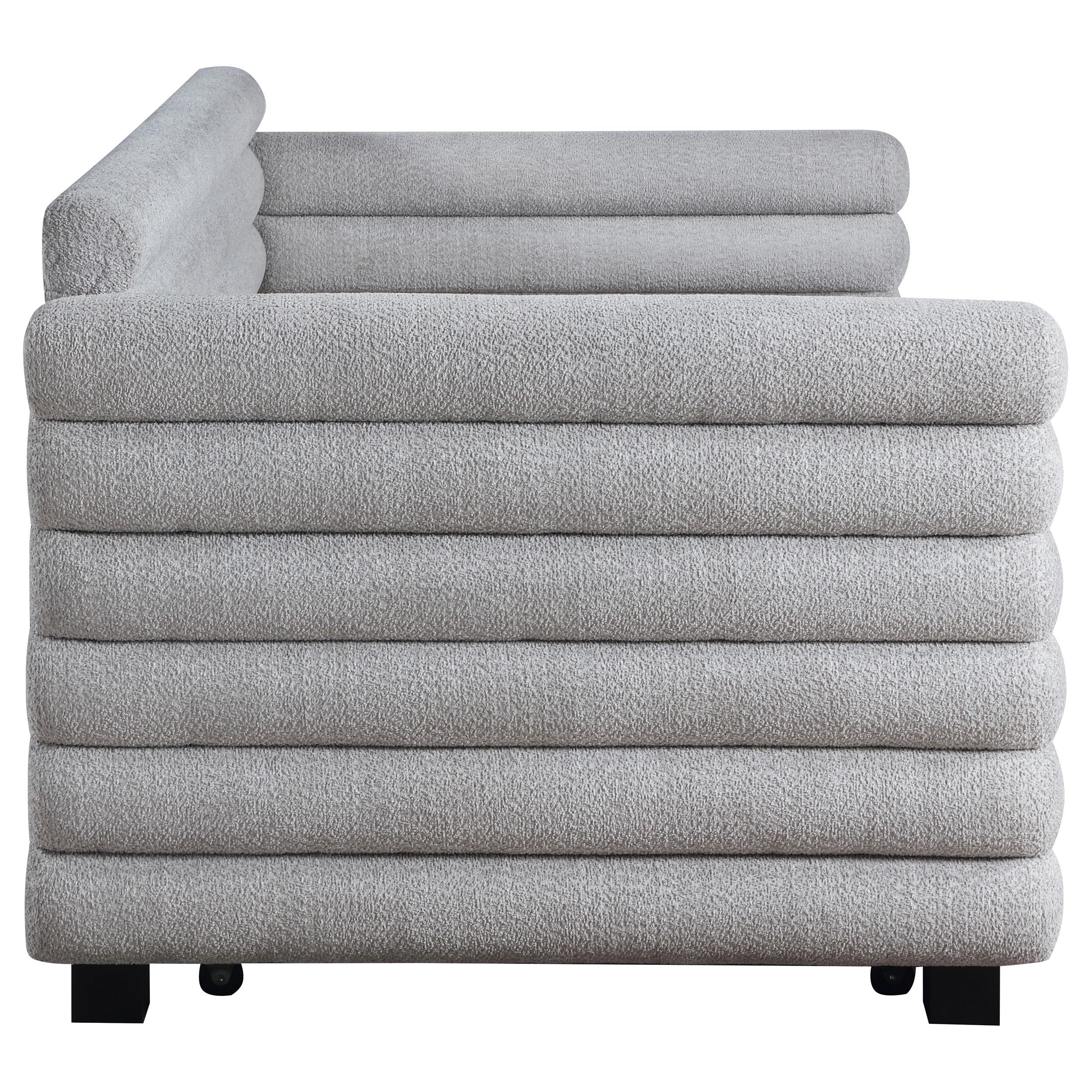 Patricia Boucle Upholstered Twin Day Bed with Trundle Grey - 300718
