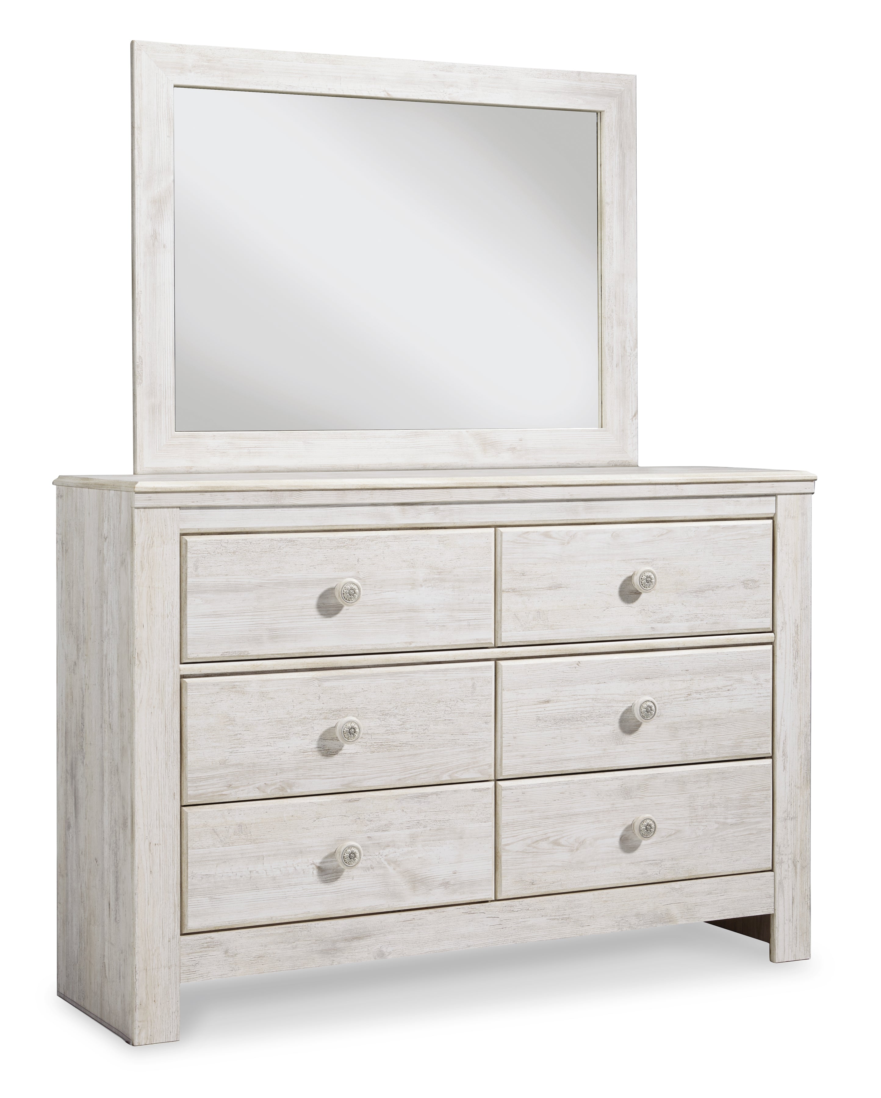 Paxberry Whitewash Full Panel Bed, Dresser, Mirror and Chest - B181B17