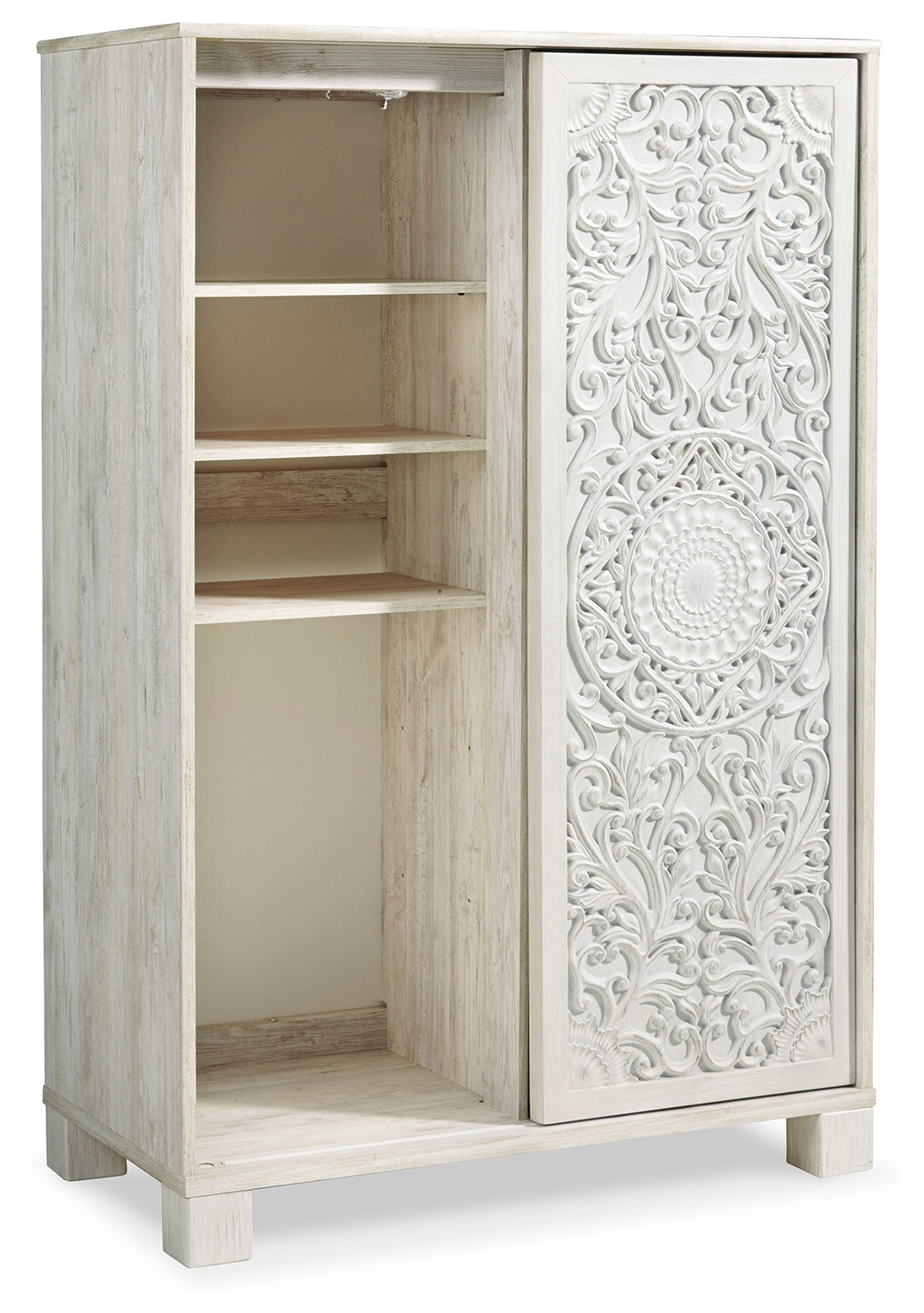 Paxberry Whitewash Queen Panel Bed, Dresser, 2 Chests and 2 Nightstands - B181B31