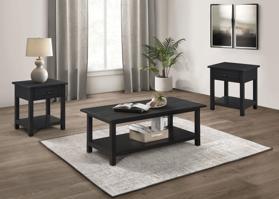Payne 3-piece Coffee and 1-drawer End Table Set Java - 710568-S3