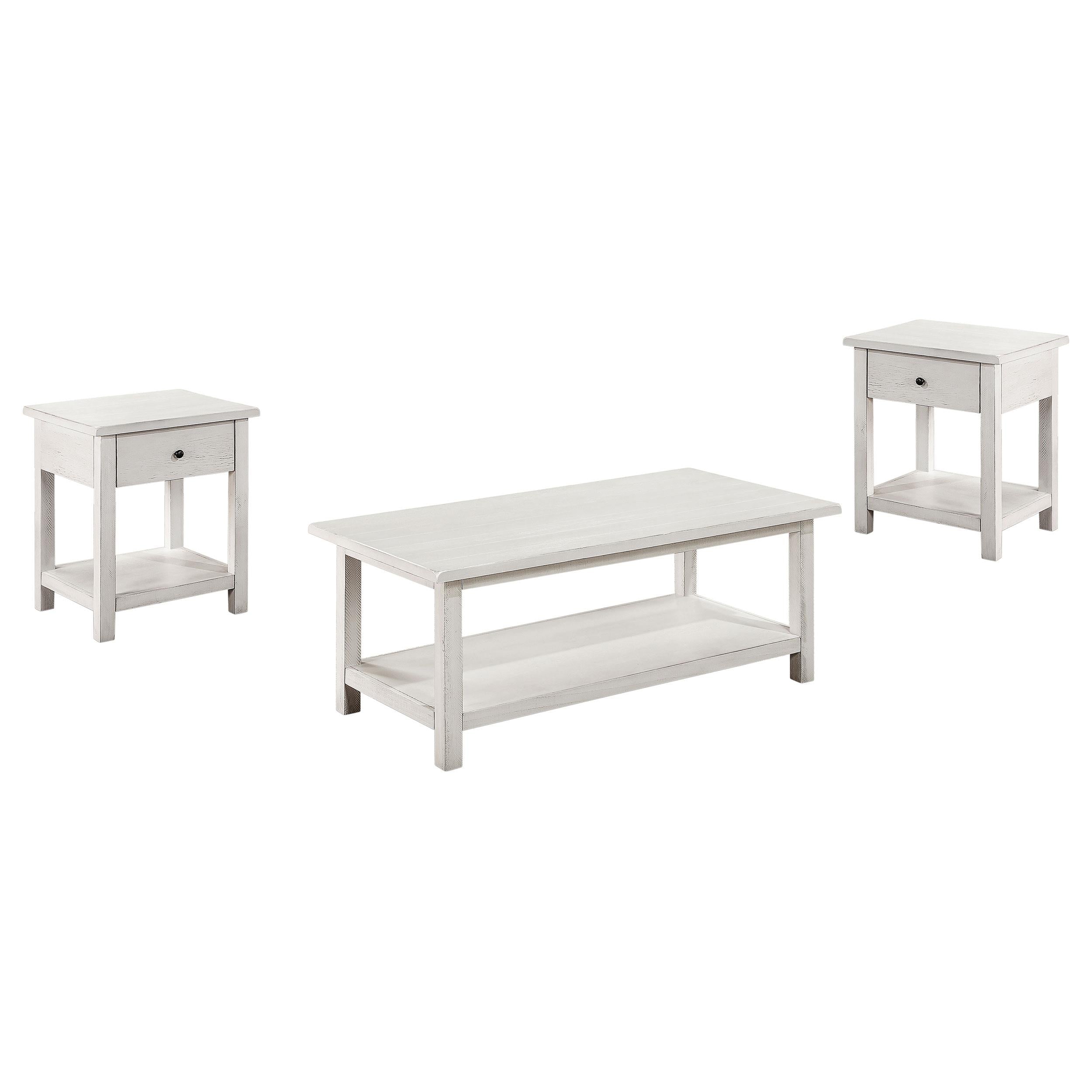 Payne 3-piece Coffee and 1-drawer End Table Set White - 710558-S3