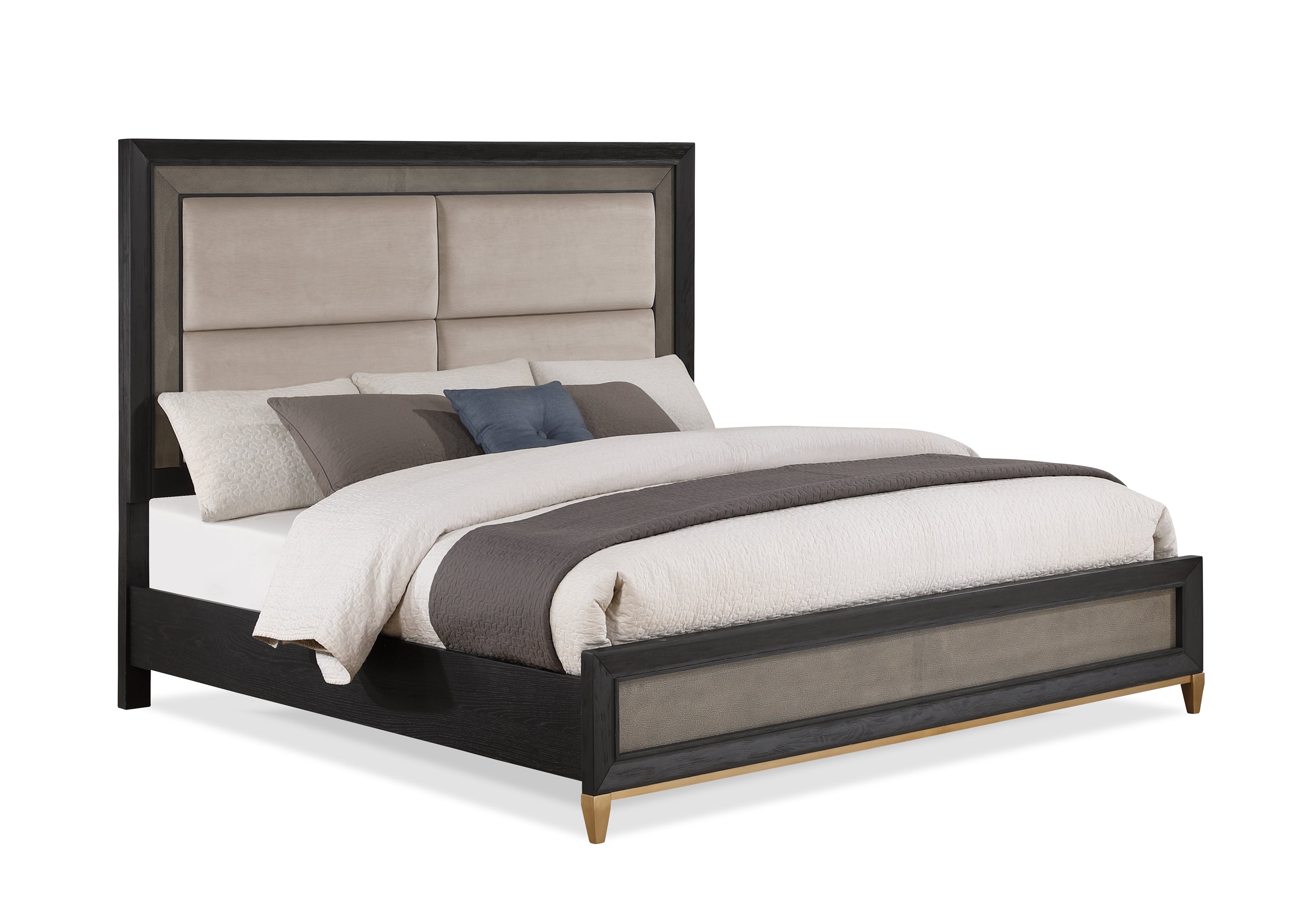 Payson Black/Brown King Upholstered Panel Bed - SET | B1200-K-HB | B1200-K-FB | B1200-KQ-RAIL