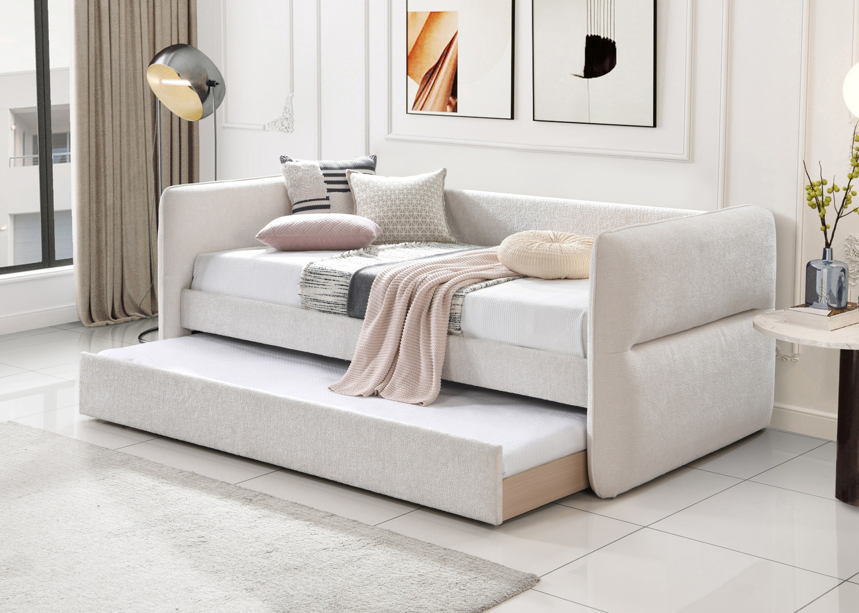 Philipa Oatmeal Twin Daybed with Trundle - SET | 5324OT-ARM | 5324OT-BACK - Bien Home Furniture & Electronics