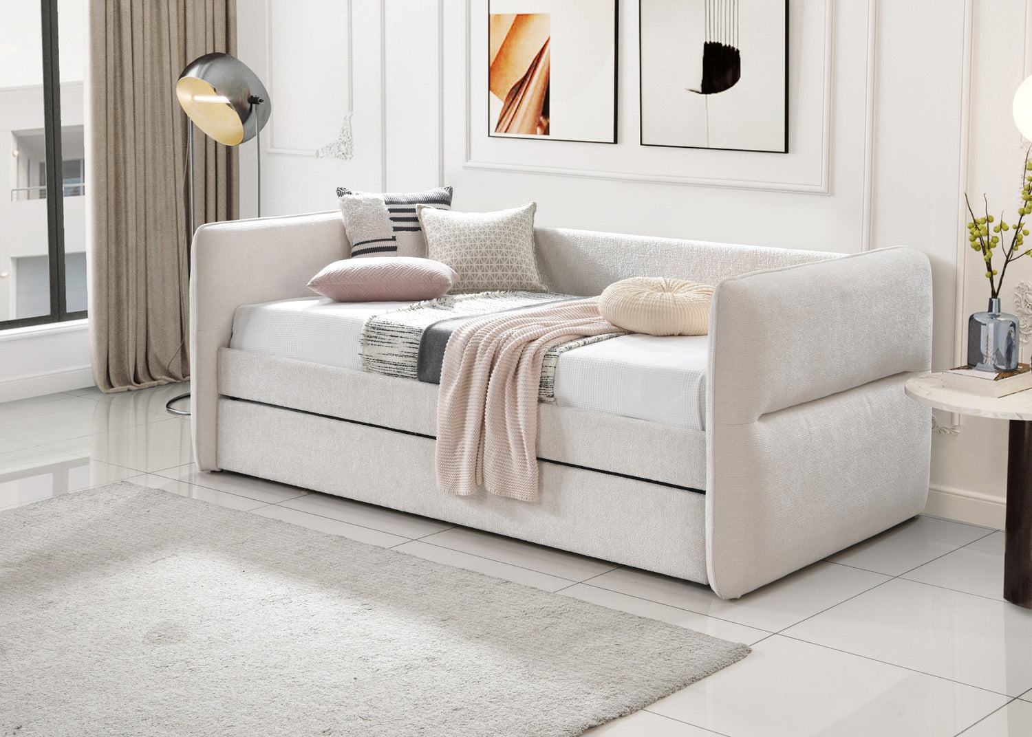 Philipa Oatmeal Twin Daybed with Trundle - SET | 5324OT-ARM | 5324OT-BACK - Bien Home Furniture & Electronics