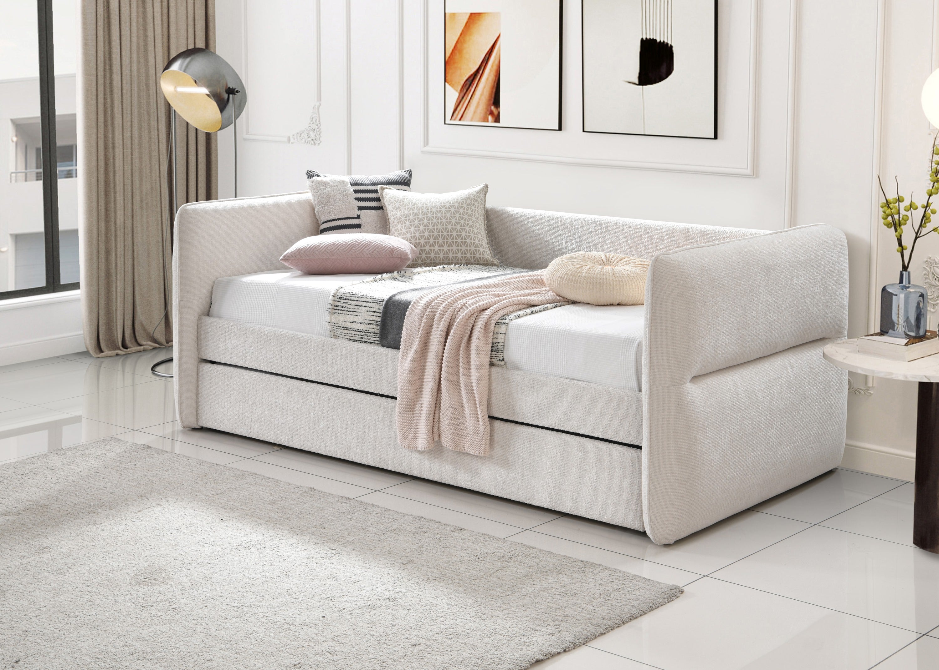 Philipa Oatmeal Twin Daybed with Trundle - SET | 5324OT-ARM | 5324OT-BACK - Bien Home Furniture & Electronics