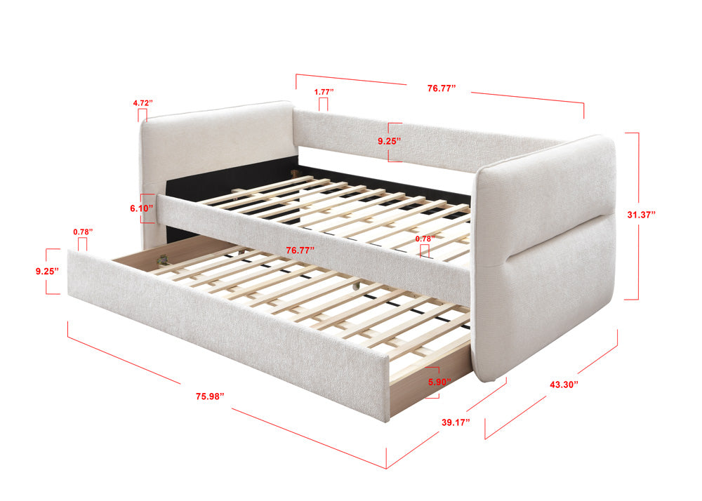 Philipa Oatmeal Twin Daybed with Trundle - SET | 5324OT-ARM | 5324OT-BACK - Bien Home Furniture & Electronics