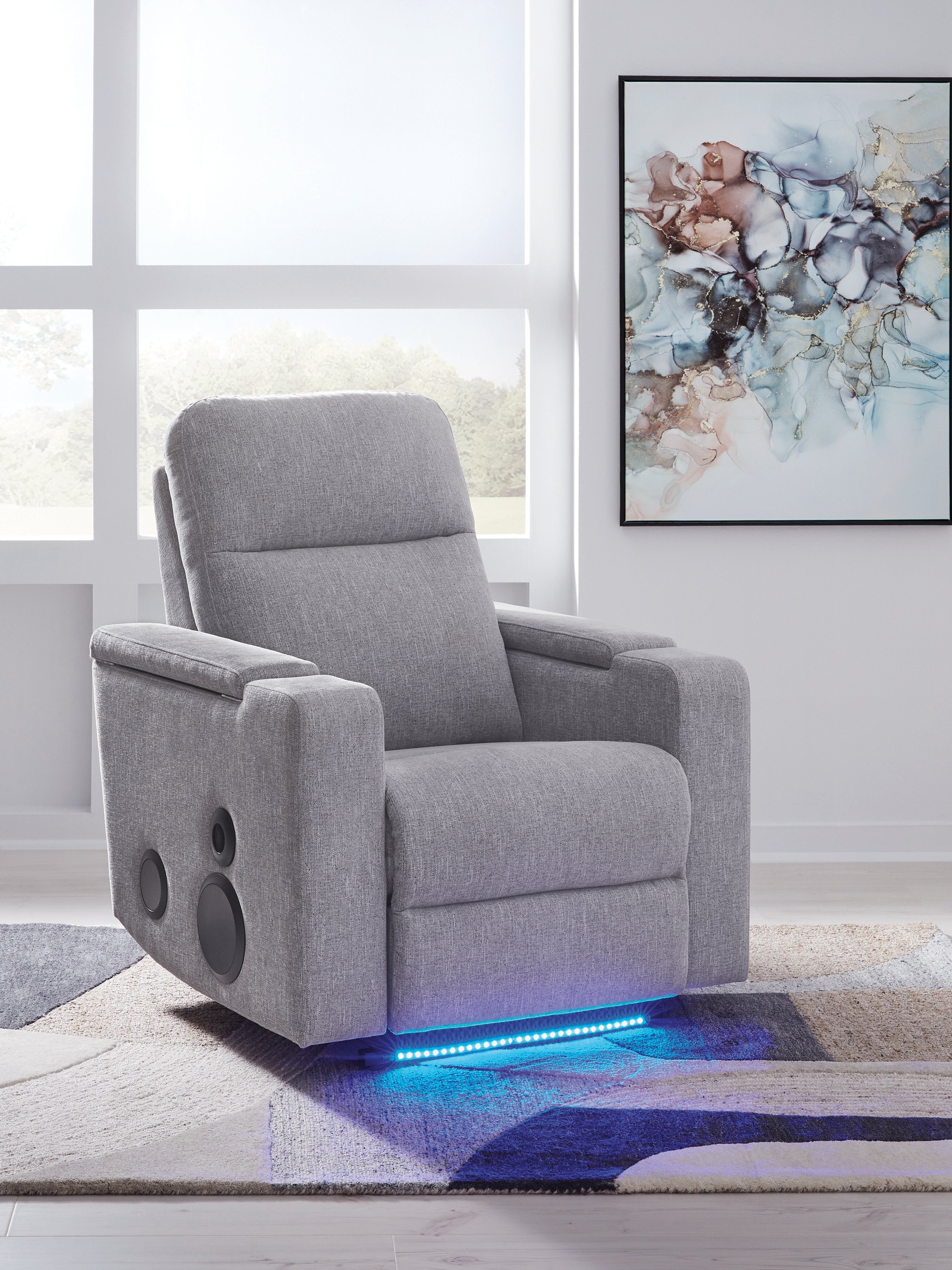 Pineland Pewter Power Glider Recliner with Audio System - PC9930642A
