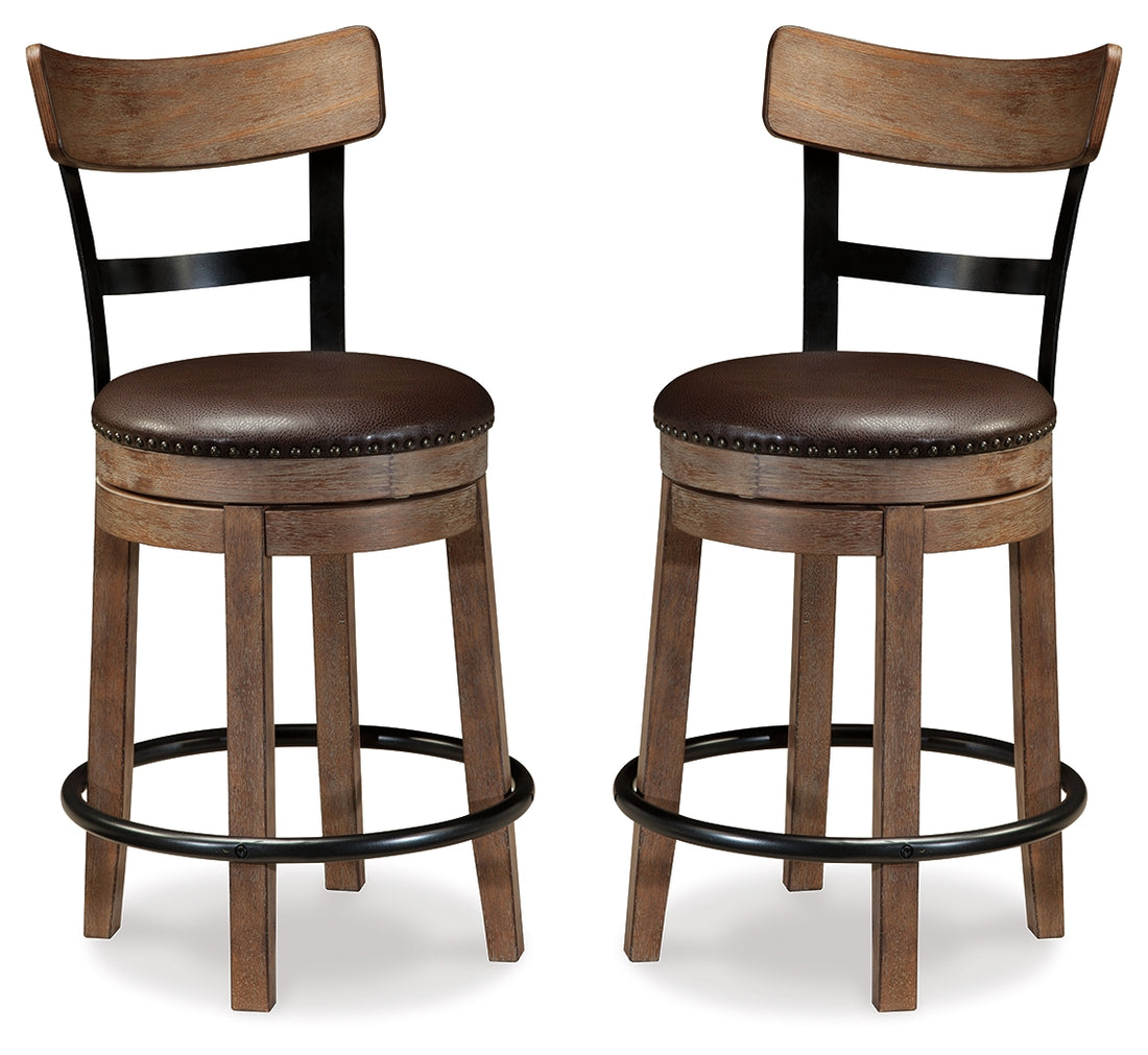 Pinnadel Grayish Brown Counter Height Bar Stool (Set of 2) - D542-124X2