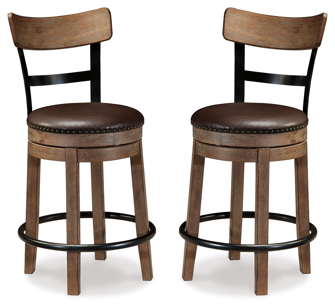 Pinnadel Grayish Brown Counter Height Bar Stool (Set of 2) - D542-124X2