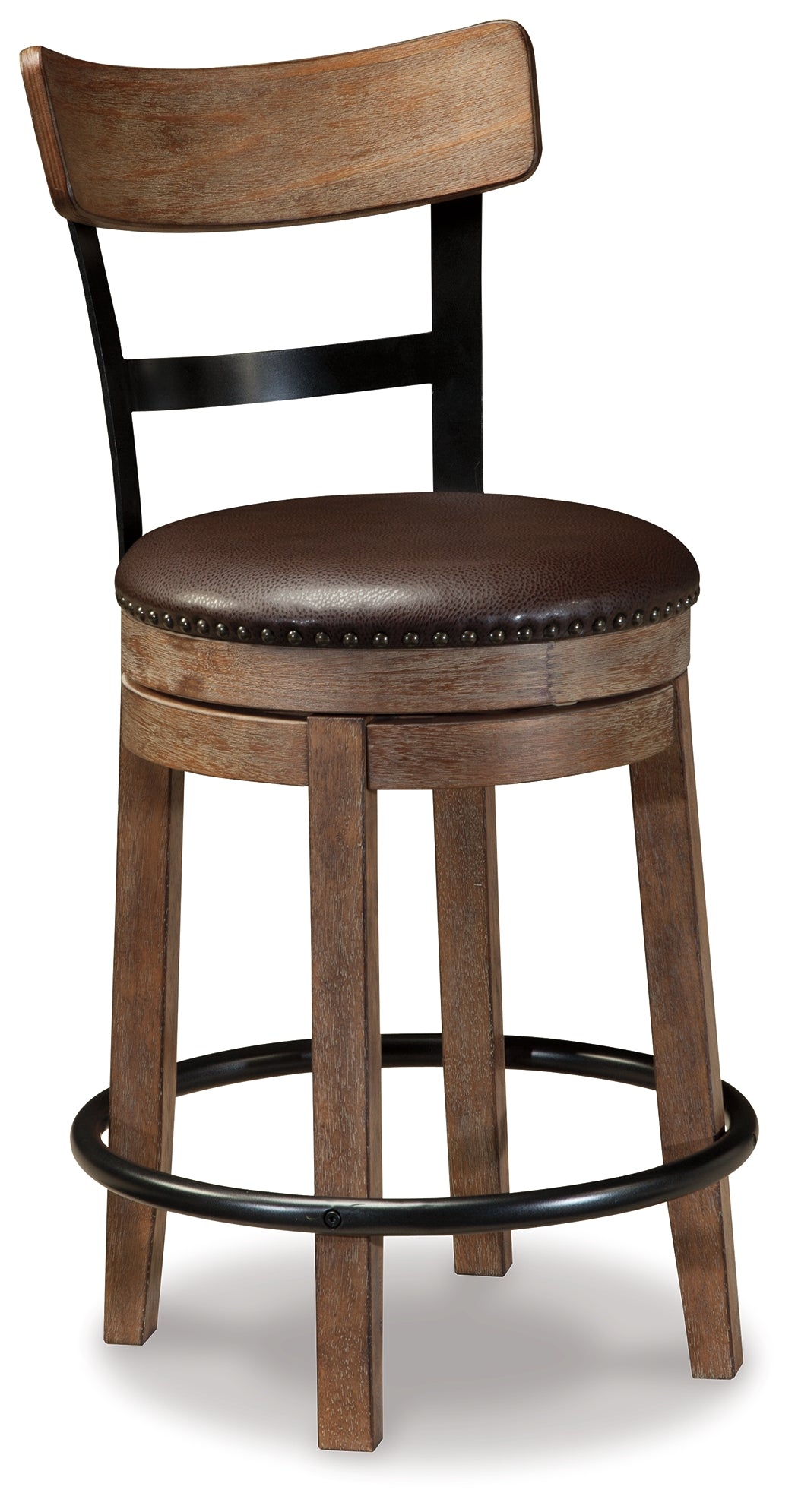 Pinnadel Grayish Brown Counter Height Bar Stool (Set of 2) - D542-124X2