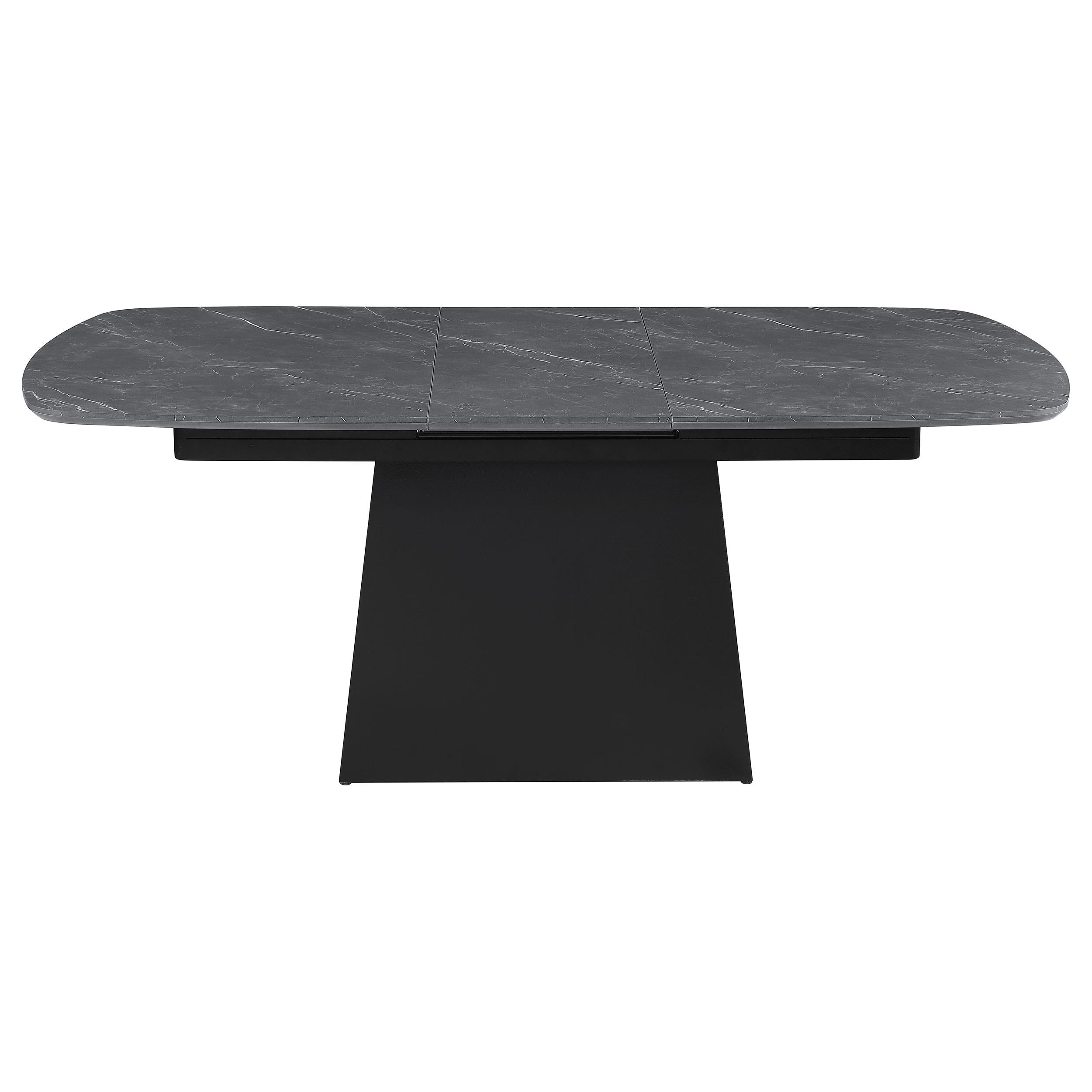 Potero 73-inch Faux Marble Extension Leaf Dining Table Black - 123131
