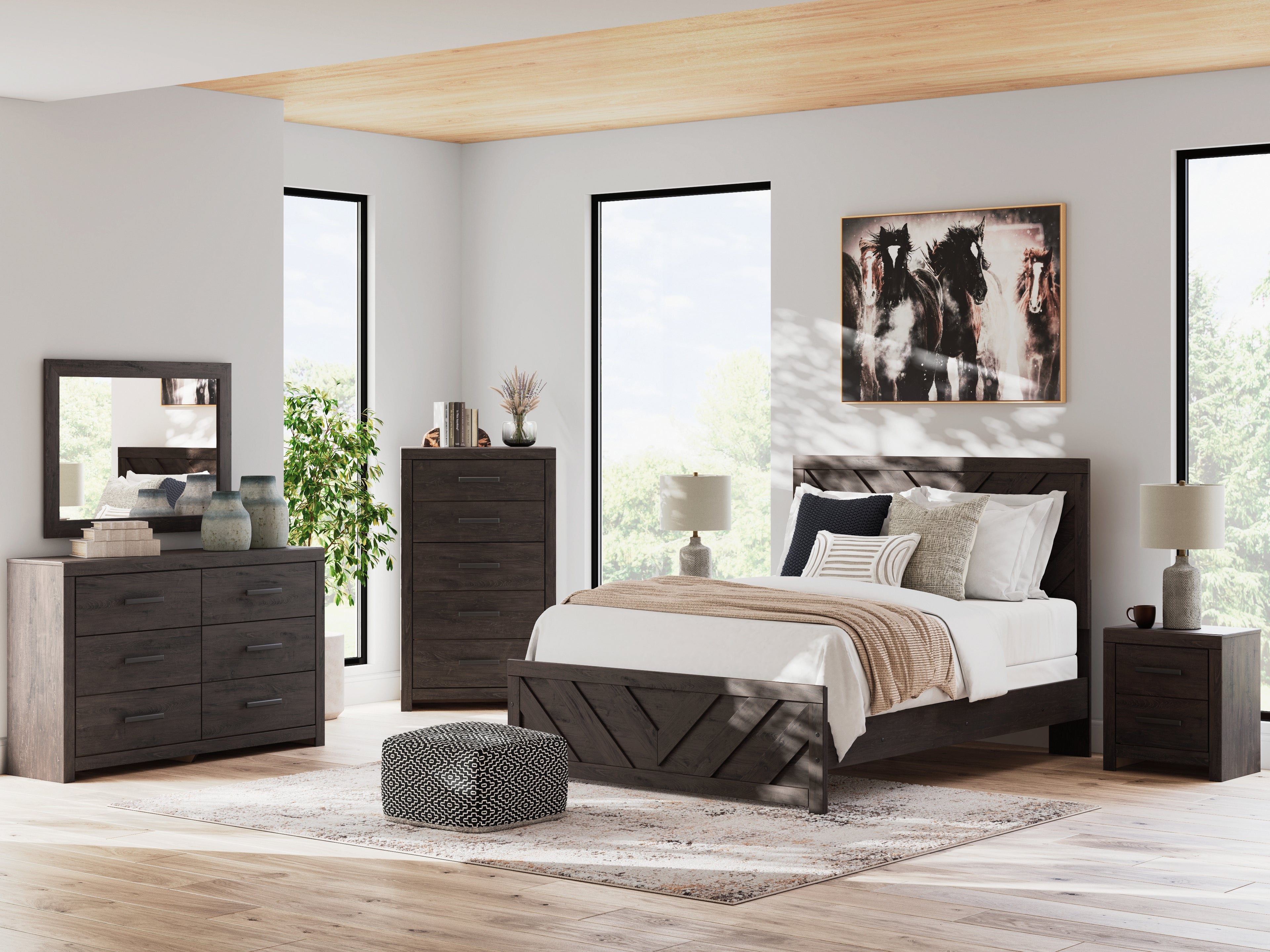 Prendonea Charcoal Dresser and Mirror - B3789B1