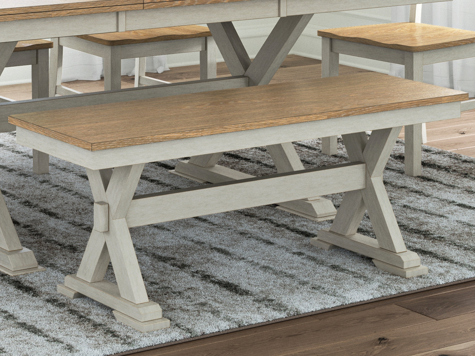 Purlaney Antique White/Natural 48" Dining Bench - PCD627-00