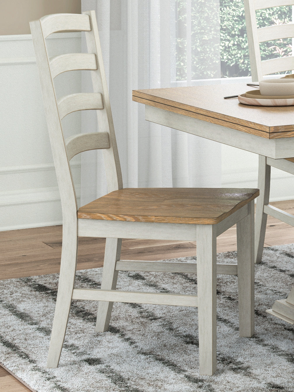 Purlaney Antique White/Natural Dining Chair, Set of 2 - PCD627-01
