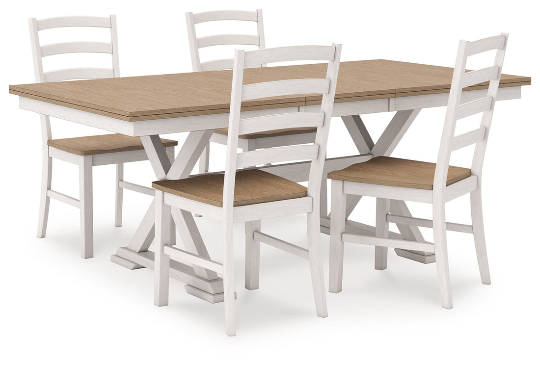Purlaney Dining Table and 4 Chairs in Antique White/Natural from Ashley - Luna Furniture