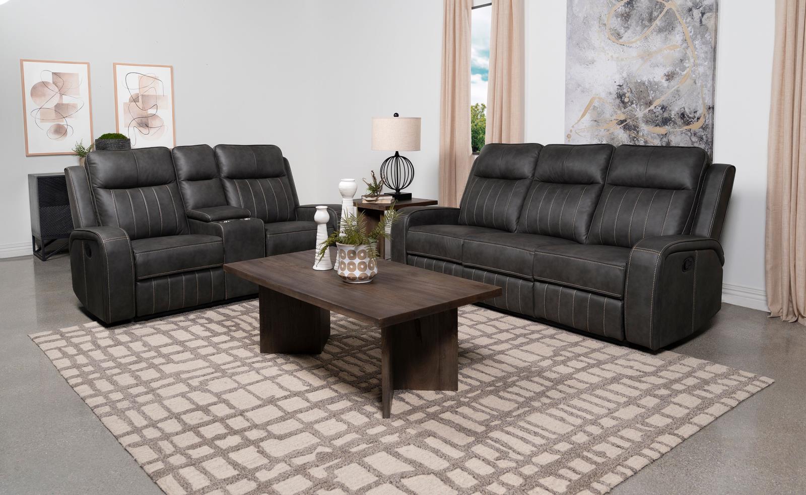 Raelynn Gray 2-Piece Upholstered Motion Reclining Sofa Set from Coaster - Luna Furniture