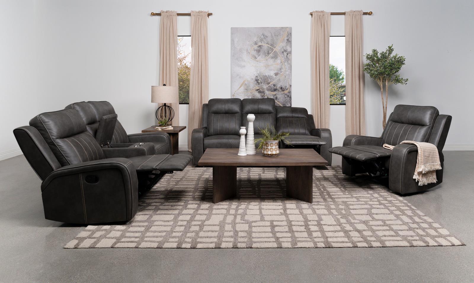 Raelynn Gray 3-Piece Upholstered Motion Reclining Sofa Set from Coaster - Luna Furniture