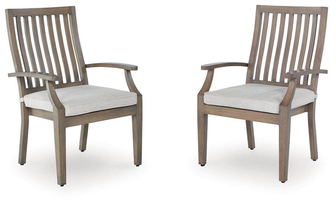 Rainier Ranch Brown/Beige Outdoor Arm Chair with Cushion (Set of 2) - P701-601A