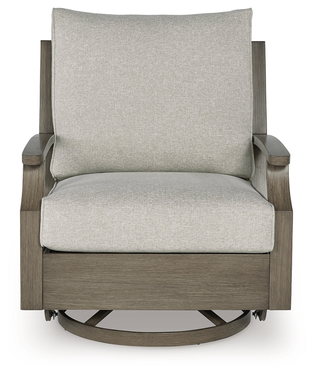 Rainier Ranch Brown/Beige Outdoor Swivel Glider Chair with Cushion - P701-821