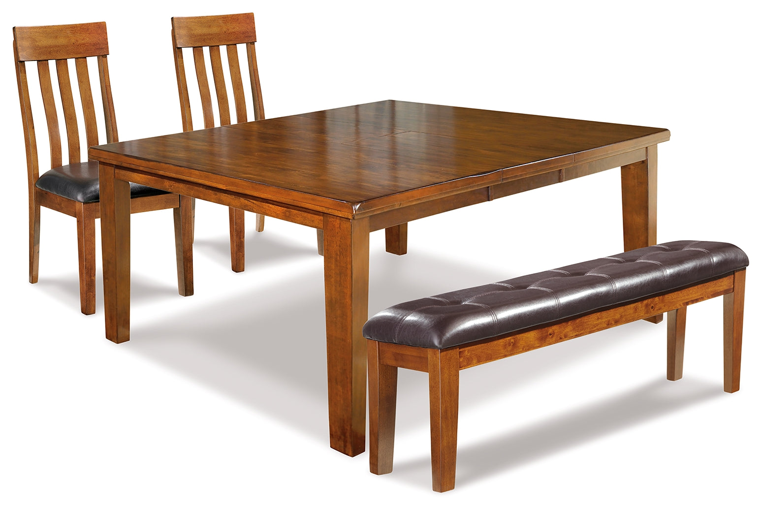 Ralene Medium Brown Dining Table and 2 Chairs and Bench - D594D8