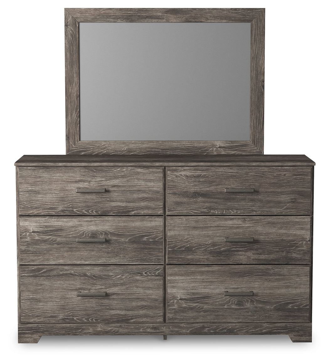 Ralinksi Full Panel Bed with Mirrored Dresser and 2 Nightstands in Gray from Ashley - Luna Furniture