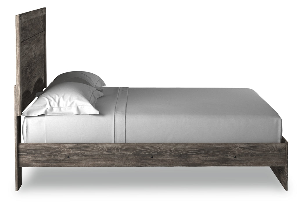 Ralinksi King Panel Bed with Mirrored Dresser and Chest in Gray from Ashley - Luna Furniture