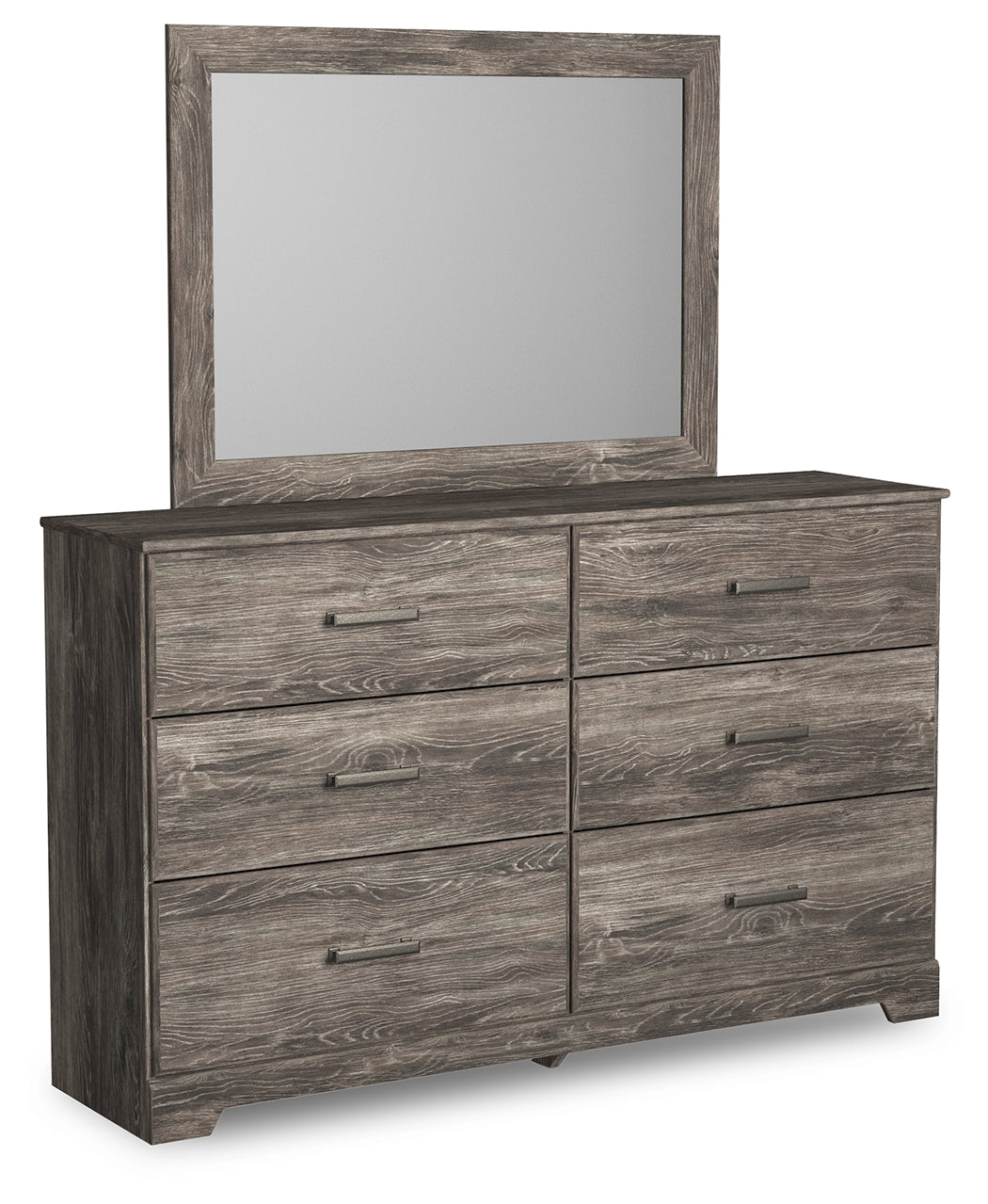 Ralinksi King Panel Bed with Mirrored Dresser and Chest in Gray from Ashley - Luna Furniture