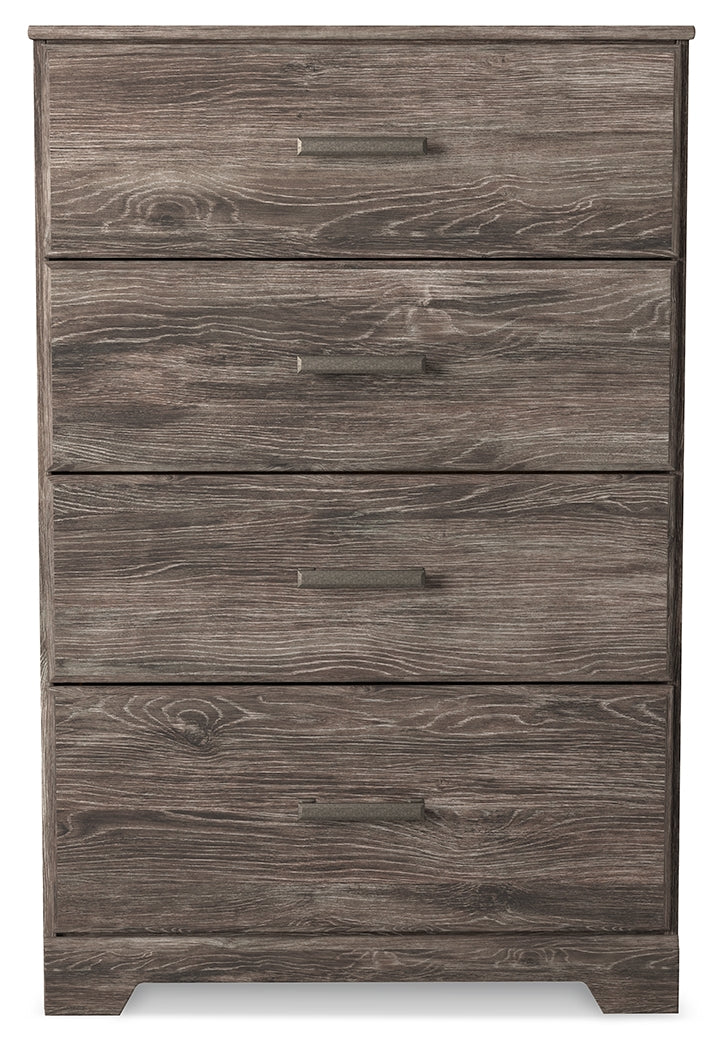 Ralinksi King Panel Bed with Mirrored Dresser and Chest in Gray from Ashley - Luna Furniture