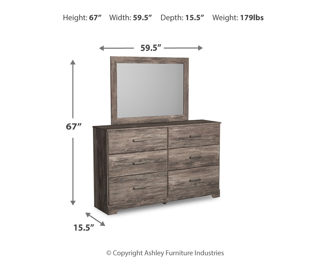 Ralinksi Queen Panel Bed with Mirrored Dresser and Chest in Gray from Ashley - Luna Furniture