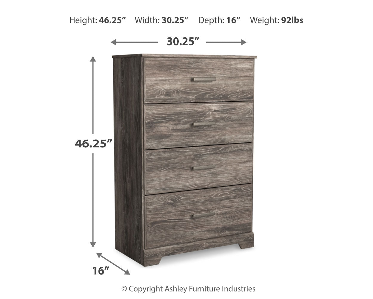 Ralinksi Queen Panel Bed with Mirrored Dresser and Chest in Gray from Ashley - Luna Furniture